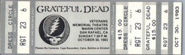 Grateful Dead Mail Away Untorn Ticket Stub October 30 1983 San Rafael California - £48.05 GBP