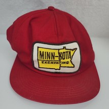 Minn-Kota Excavating Red Baseball Hat Cap Snapback Vintage Red - $15.83