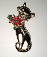 Sophisticate Christmas Cat w/ Poinsettia Vintage 60s/70s - £7.86 GBP