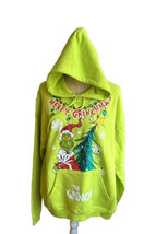 Grinch Womens Hooded Sweatshirt Fleece Lined Sz M New Christmas Tree Green - £35.83 GBP