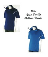 NIKE NEW MEN&#39;S YOGA DRI-FIT SHORT SLEEVE PULLOVER HOODIE BLUE M, L, XL NWT - $49.16 CAD
