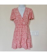 SHEIN Faux Wrap Floral Dress Size 4 Ruffled Cap Sleeve High Cinched Waist - $14.62