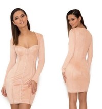 House of CB London Sz. M  “Ricci” Dusty Pink Suedette Bustier Corset Dress - $49.95