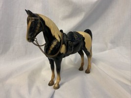 Vintage Breyer Horse Black &amp; White Western Horse Toy Saddle Chain Reins ... - $26.96