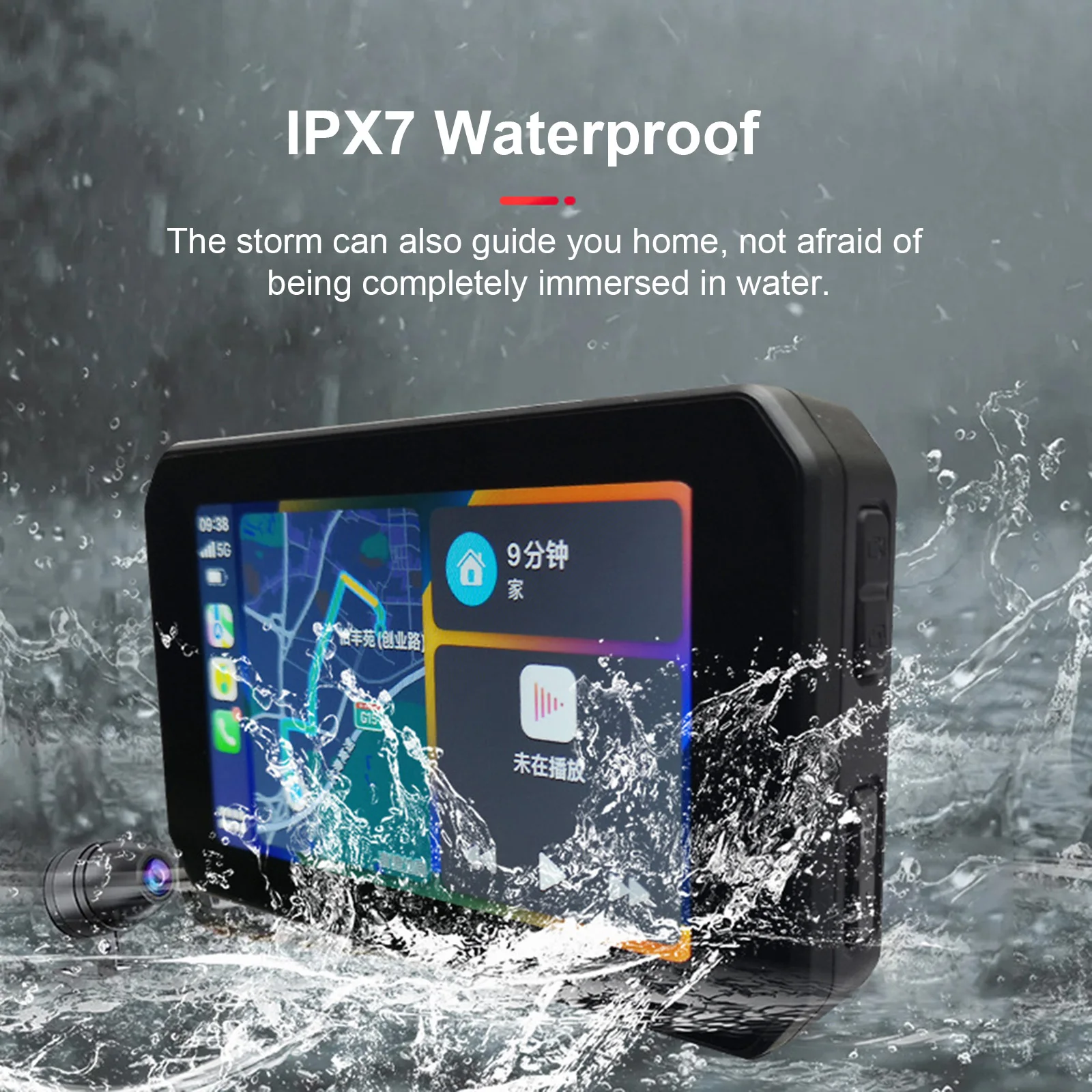 Motorcycle GPS Navigation 5 Inch Carplay Display Ipx7 Waterproof Wireless Andr - £188.31 GBP