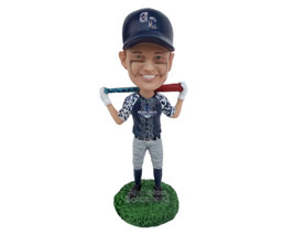 Custom Bobblehead Smart Dude In Casual Attire Posing With A Baseball Bat - Sport - £65.29 GBP