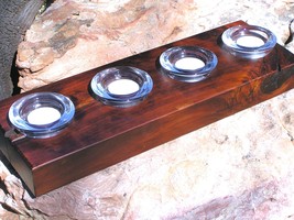 Eastern Red Cedar candle holder with 4 clear glass tealight votives cand... - $47.99
