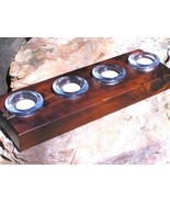 Eastern Red Cedar candle holder with 4 clear glass tealight votives cand... - £38.36 GBP