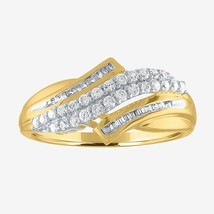 0.50 CT Brilliant Simulated Diamond Bypass Cocktail Ring 14K Yellow Gold Plated - £61.01 GBP