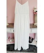 Lulus Flawless Pose Women&#39;s Large White V-Neck Sleeveless Wide-Leg Jumpsuit - $32.97