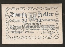 Austria Gutschein d. Gemeinde ZELL An Der PRAM 20 heller 1920 Austrian Notgeld - £2.36 GBP