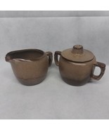 Frankoma Creamer and Sugar With Lid Set 5A 5B Plainsman Brown - $34.95