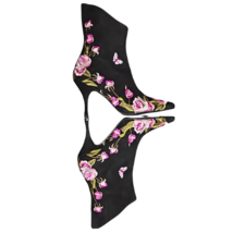 Beverly Feldman Black Boots Heels Embroidered Roses Vintage 7 1/2 M never worn image 4