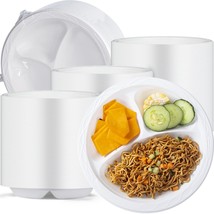 White Plastic Plates, 9 Inch 3 Compartments 150 Pack Food Grade Material Bpa Fre - £44.75 GBP