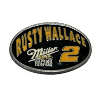 Vtg 90s Rusty Wallace Miller Racing Advertising Metal Belt Buckle Eagle USA MADE - £21.40 GBP