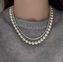 Double pearl necklace choker women light luxury high-end design sense niche - £15.57 GBP