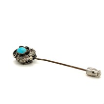 Vintage Sterling Silver Rare Double Sided Turquoise Moonstone Lapel Stick Pin - £34.79 GBP