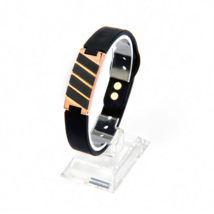Clavis Dona Magnetic Therapy Sports Golf Health Bracelet Black Band Rose Gold - £77.87 GBP