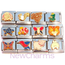 Twelve Animal Italian Charms - Rabbit Fish Bird Pig Lion Deer Butterfly MIX115 - £8.60 GBP