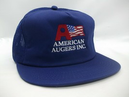 American Augers US Flag Hat VTG K Products Blue Snapback Trucker Cap Made USA - £23.58 GBP