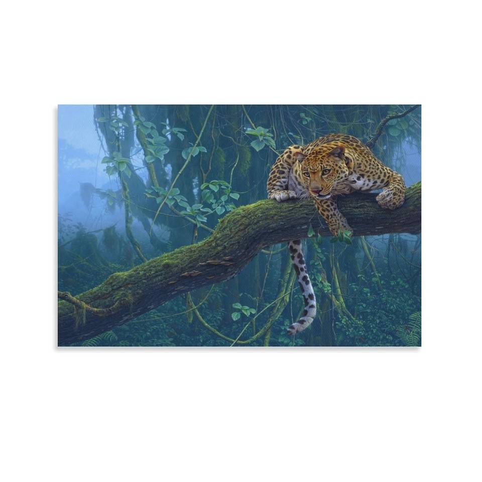 Animal Poster Leopard Bedroom Unframed Inside Canvas Wallart 18x12 Inch ... - $15.99