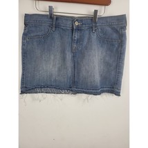 Old Navy Denim Mini Skirt 10 Womens Raw Hem Medium Wash Blue Summer Bottoms - $15.86