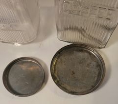 Set of Hoosier Coffee and Tea Jars Ribbed Glass Square with Tin Lids image 7