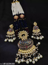 Kundan Choker Meena Necklace Earrings Jewelry Set Trending Bridal Ethnic 17 - £34.20 GBP