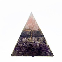 Pink Opal Tree Of Life Flower Orgonite Pyramid-Amethyst Healing Reiki Meditation - £33.89 GBP