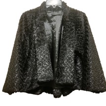 Tahari Women’s ADRIELLA Black Cropped Faux Fur Lined Pleated Back Jacket... - £30.80 GBP