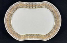 Retired Mikasa Lacerna Large Oval 14&quot; Platter Bone China Gold Silver Green  - £17.15 GBP
