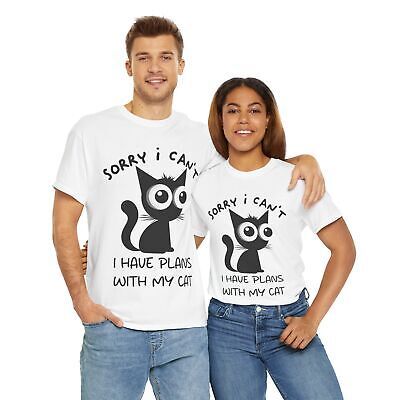 Primary image for Sorry I can't I have plan with my cat Unisex Heavy Cotton Tee men women