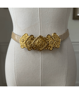 Alexis Kirk Beige Genuine Reptile Gold Hook Buckle Adjustable Slide Belt... - $54.94 CAD