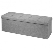 Fabric Folding Storage with Divider Bed End Bench-Light Gray - Color: Light Gray - £58.54 GBP