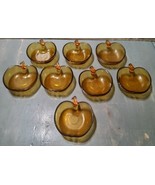 Vintage Amber Glass Apple Bowl Dessert Serving Dish Decorative MCM 4.5&quot; ... - £32.82 GBP