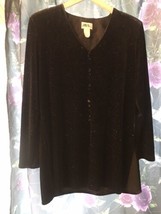 Black Velvet Glitter Gothic Cardigan Size L Exc PO By JBS Ltd Vintage 80s - £19.61 GBP