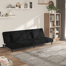 2-Seater Sofa Bed with Two Pillows Black Velvet - $8,436.78 MXN