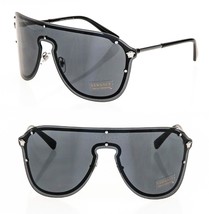 Versace Frenergy Medusa Silver Black Pilot Visor Wrap Sunglasses VE2180 2180 - £194.51 GBP