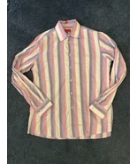 HUGO Hugo Boss Men&#39;s Size XL Button Up Long Sleeve Shirt Striped Pink Pu... - £13.20 GBP