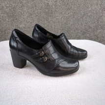 GH Bass Shoes Womens 6 6M Black Leather Tonia Chunky Block Heel Loafer - $17.99