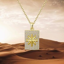 14k GOLD Starburst Necklace over Real Silver Dainty Necklace Unisex Necklace - £46.97 GBP