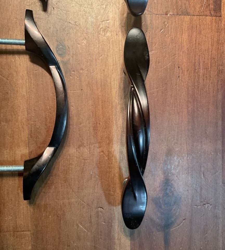 Lot 8 Bronze Tone Twisted Metal Cabinet Door Pulls Handles Mount Screws 3” Apart Item image 7