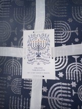 &quot;HAPPY HANUKKAH&quot; 1pc 60&quot; x 120&quot; HAPPY HANUKKAH TABLECLOTH NAVY BLUE/SILV... - £43.28 GBP