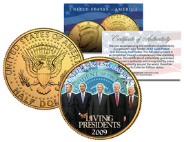 Living Presidents 24K Gold Plated Jfk Half Dollar Coin Bush Clinton Jimmy Carter - £7.68 GBP