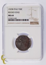 1925R Italy 50 Centesimi 50C Reeded Edge NGC Graded MS64 - £822.18 GBP