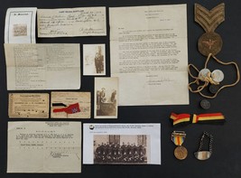 1918 antique WWI SOLDIER LOT dc MILNE dog tag id bracelet photo papers 2... - $688.05