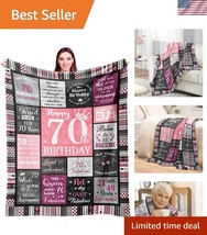 Elegant and Multi-Use 70th Birthday Blanket with Heartfelt Messages (60”... - $37.50