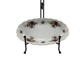 Vintage Crystal Clear Floral Hand Painted Porcelain Tray Dish Bowl Poland - $13.86