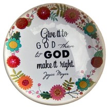 Joyce Meyer Ministries Paperweight Quote Glass Give it to God flowers - $8.93