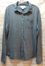 Original Penguin Button Shirt Men L Large Heathered Blue Long Sleeve jer... - £12.26 GBP